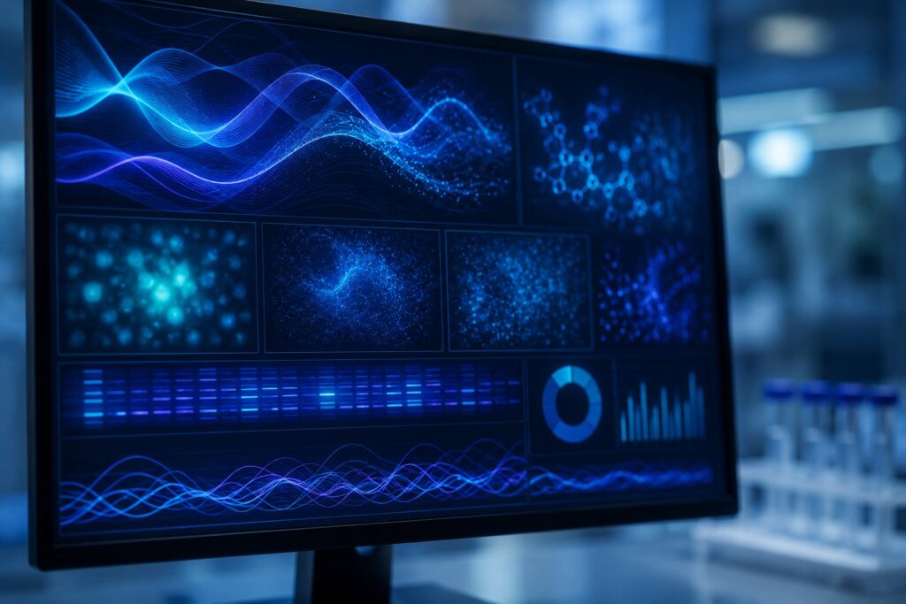 データ解析のグラフ画面 テロメアと肌老化研究のイメージ