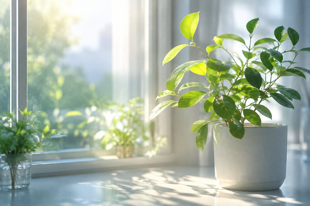 窓辺の植物 植物由来エクソソームのイメージ